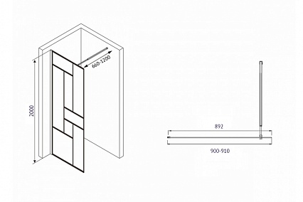 Душевая перегородка Abber Immer Offen 90x200 AG63090B черный