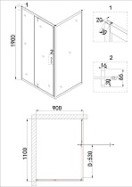 Душевой уголок Niagara Nova NG-43-11AG-A90G 110x90 прозрачный, золото