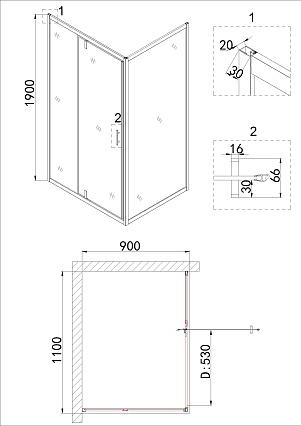 Душевой уголок Niagara Nova NG-43-11AG-A90G 110x90 прозрачный, золото