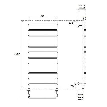 Полотенцесушитель водяной Point PN09150 П10 50x100, хром