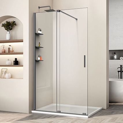 Душевая перегородка Vincea Walk-In VSW-1WSL120CLGM 120x200 вороненая сталь, прозрачное