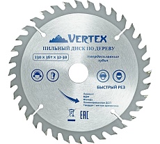 Диск пильный по дереву (230х32-30 мм; 36 зубов) Vertextools 230-36-32