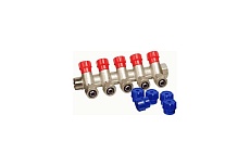 Коллектор для металлопластиковой трубы Terma 3/4" г/ш с 5-ю вент.кранами, конус 16 мм (14165) 89367