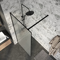 Душевая перегородка Niagara Nova NG-781-10BLACK 100x200 эффект битого стекла, профиль черный матовый
