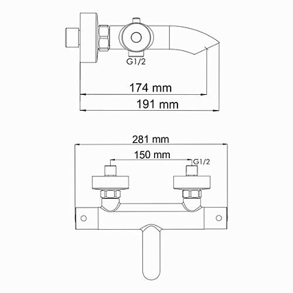 Смеситель для ванны WasserKRAFT Berkel 4811 Thermo