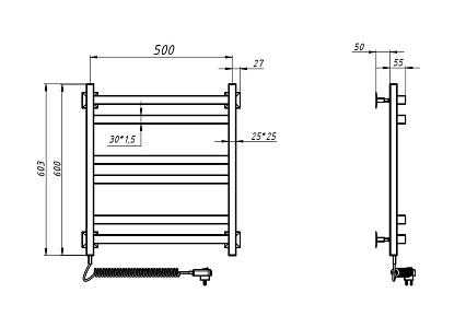 Полотенцесушитель электрический Aquanet Пэк 21 50x60 см L