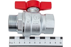 Шаровой кран Giacomini R854, 1, ВН, ручка-бабочка красная, хромированный R854X025
