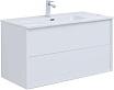 Тумба с раковиной Aquanet Lino (Flat) 100 см белый глянец