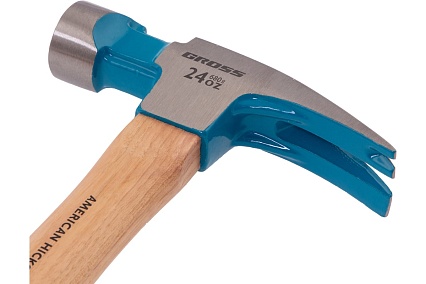 Молоток-гвоздодер Gross 680 г, угол 75, магнит, обрезиненная рукоятка american hickory 10425