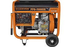 Генератор Carver PPG- 9000DE дизель LT-192FD, 7,0/7,5кВт, 220В, бак12.5л, э/старт, колеса, медь 01.020.00024