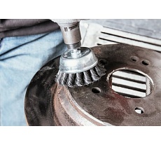Щетка чашечная плетеная с хвостовиком 75 мм, проволока - INOX 0.50 мм DeBever DB80163417