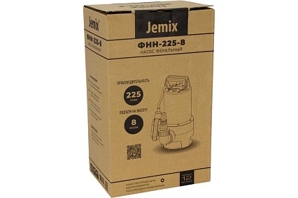 Насос фекальный JEMIX нержавеющая сталь, 1,1 КВт, напор 9,5 м, производительность 16 куб.м/час, диаметр всасываемых частиц 35 мм ФНН-266-9,5