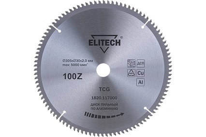 Диск пильный по алюминию (305х30х2 мм; 100Z) Elitech 195632