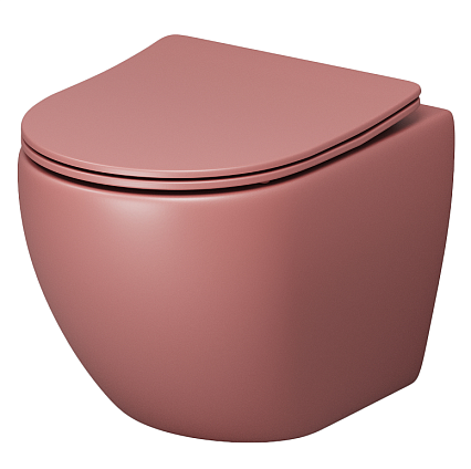 Подвесной унитаз Grossman Color GR-4455PIMS 49.5x36.5x37.5 безободковый, матовый розовый
