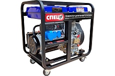 Дизельный генератор Спец SD-8500E4 1 фаза, 6,8/7,0 кВт, бак 12,5 л, медный альтернатор, электростартер, аккумулятор 28 Ач, колеса 4 шт, розетки 2x16 А, 1x32 А, провода 12 В, 3 вилки СПЕЦ-4058