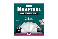 Пильный диск по алюминию Kraftool Multi material 216x30 мм, 64Т 36953-216-30