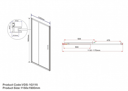 Душевая дверь Vincea Garda VDS-1G115CH 115x190 хром, шиншилла