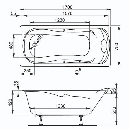 Акриловая ванна VagnerPlast Charitka 170x75