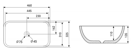 Раковина Abber Rechteck AC2200MB 46 см матовый черный