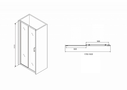 Душевая дверь Abber Schwarzer Diamant 180x195 AG30180B профиль черный