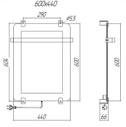 Полотенцесушитель электрический Allen Brau Infinity 60x44 см с рейлингом, медь браш, 00305010