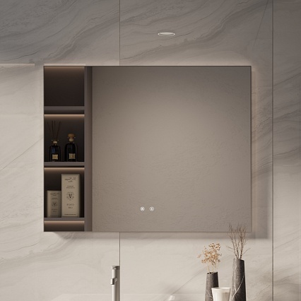 Зеркало Vincea VLM-4F100GM-2 100x80 см, сенсорный выключатель, антипар, диммер, вороненая сталь