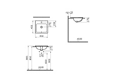 Раковина VitrA S20 5463B003-0001 квадратная 45 cм, c переливом