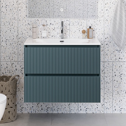 Тумба с раковиной BelBagno Uno 80 см Голубой матовый