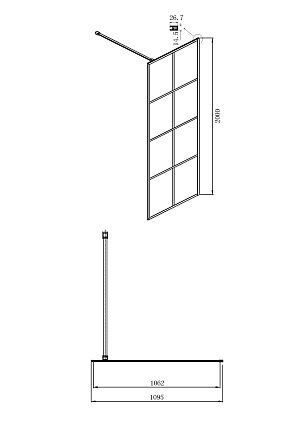 Душевая перегородка Ambassador Walk-In 110x200 15031239 профиль черный