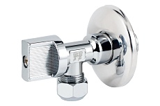 Угловой шаровой кран для бытовой техники PROFACTOR PF CHROME н/цанга 1/2 дюйма х 10 мм PF BAV 357C