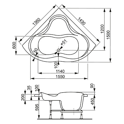 Акриловая ванна VagnerPlast Iris 143x143 см