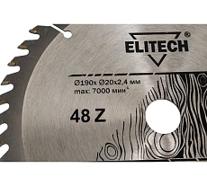 Диск пильный по дереву (190х20/16 мм; 2.4 мм; 48Z) Elitech 1820.053900