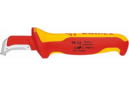 Нож для удаления изоляции Knipex VDE, с "пяткой", нержавеющая хирургическая сталь KN-9855SB