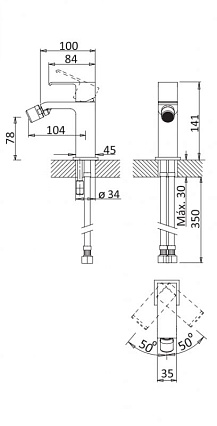 Смеситель для биде Cezares Porta PORTA-BS1-01-W0