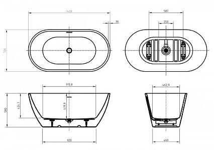 Акриловая ванна BelBagno UNO BB701 140x72 см BB701-1400-720-K