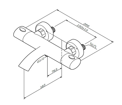 Смеситель для ванны Am.Pm Sense F7550064 термостат, хром