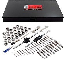 Набор метчиков и плашек JBC 60 предметов (М3x0.5,4x0.7,5x0.8,6x1,7x1,8x1.25,9x1.25,10x1/1.5,М12x1.75;4-40,6,8-32,10-36,12-24;1/4,5/16,3/8,7/16,1/2,1/8) -M060-3(64877) JBC-M060-3(64877)