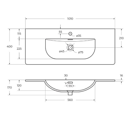Раковина BelBagno 100 см BB-8099-3-100