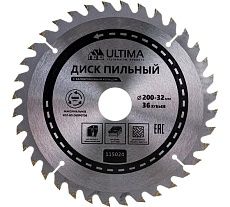 Диск пильный по дереву (200х32 мм, 36 зубьев,+кольцо,30/32) Ultima 115024