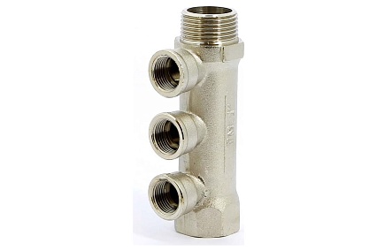 Коллектор Tiemme 4 отвода, 1"х1/2"В (никель) 1910078 / 1944N060404