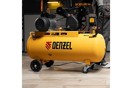 Воздушный компрессор с ременным приводом Denzel BCV2200/100 2.2 кВт, 100 литров, 370 л/мин 58110