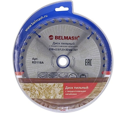 Диск пильный (210x2.5/1.5x32/30 мм; 36T) Белмаш RD118A