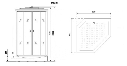 Душевая кабина Niagara NG-2506-01 90x90 тонированное