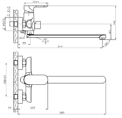 Смеситель универсальный Agger Gorgeous A0221100