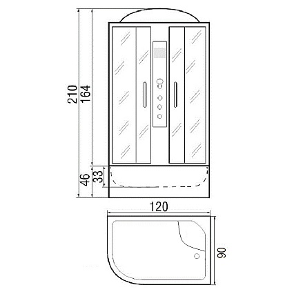 Душевая кабина River Nara 120/90/44 МТ 120x90 белый, матовое, R