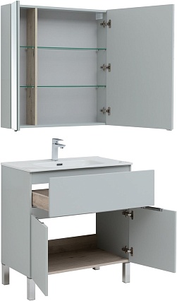 Мебель для ванной Aquanet Алвита New 80 см 1 ящик, 2 дверцы, серый