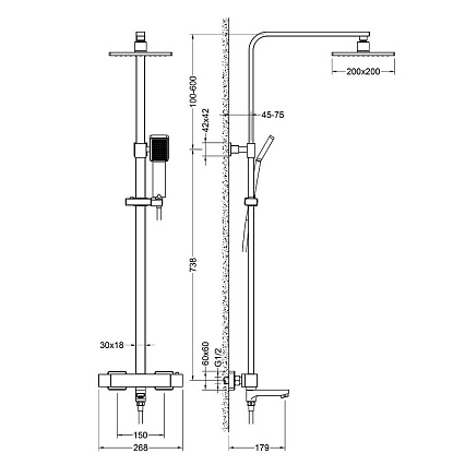 Душевая стойка Timo Tetra-Thermo SX-0169/17 золото матовое