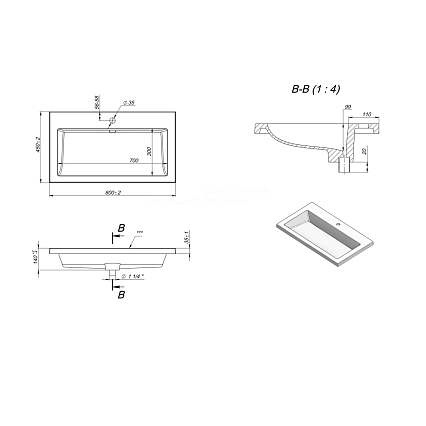 Тумба с раковиной AQUAme S1 80 см серый