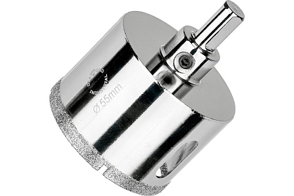 Коронка алмазная по керамограниту и керамике с центрирующим сверлом 55 мм Diamond Industrial DIDCSC055