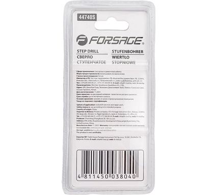 Сверло ступенчатое спиральное в блистере (4-32 мм; HSS 4241) Forsage F-44740S(29856)